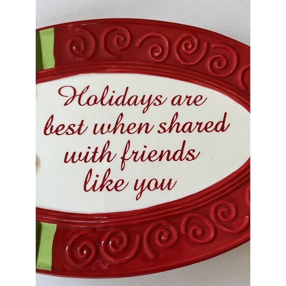 Fitz and Floyd Serving Plate Holidays Are Best When Shared Friends 9.5 x 5.5" - Picture 3 of 5